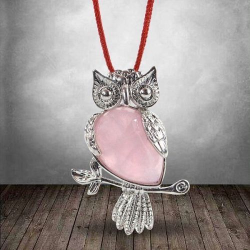 Rose Quartz Owl Shape Pendant