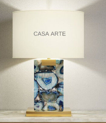 Casa Arte Polished Blue Agate Table Lamp, For Lighting, Decoration, Home Decorative, Technics : Hand Made