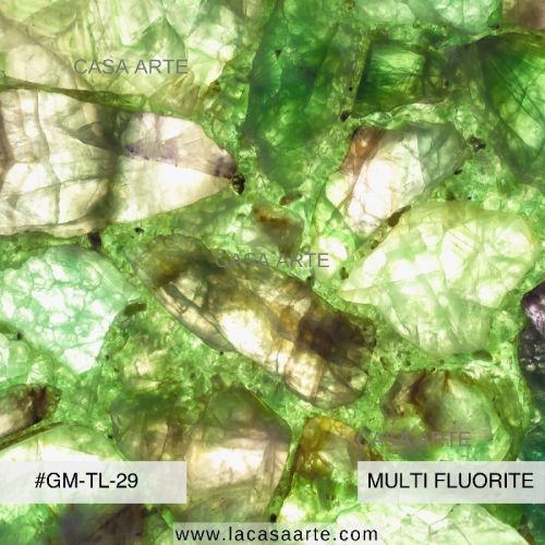 Multi Fluorite Semi Precious Stone Slab, Size : Standard