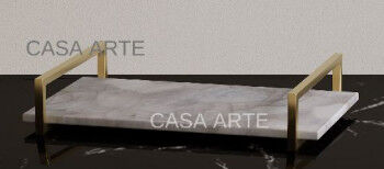 Casa Arte White Quartz Serving Tray, Size : 16' X 10'