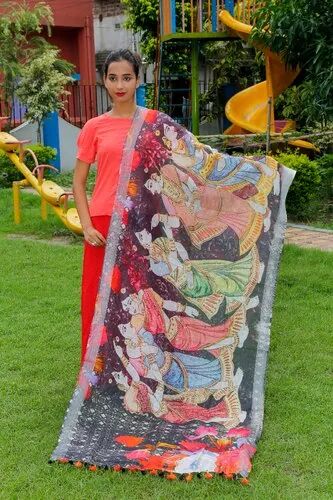 Maniar Digital Printed Linen Dupatta, Color : Mix