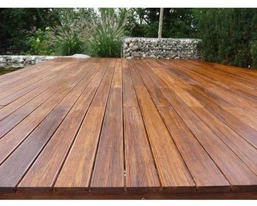 Rectangular Wooden Deck Flooring, Color : Brown