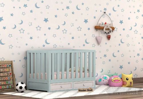 Mango Wood Crib With Storage Drawer