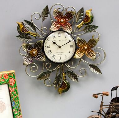 Nandani Wood Iron Wall Clock