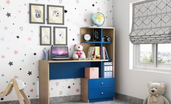 Premium Engineered Wood Kids Study Table, Color : Electric Blue