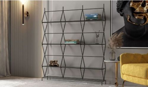 Mild Steel Matt Black Diamond Bookshelf