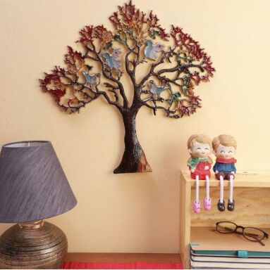 Metal Birds On Tree Wall Art, Color : Multicolor