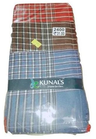 Check Mens Cotton Handkerchief, Size : 24 X 24 Inch