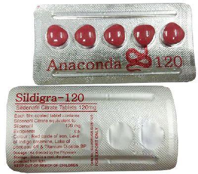 Sildigra-120 (Anaconda) Tablets (Sildenafil Citrate 120mg), Color : Red