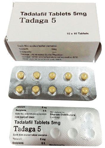 Tadaga 5mg Tablets (Tadalafil 5mg), Color : Yellow