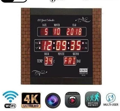 Digital Clock Spy Camera, Color : Black Brown