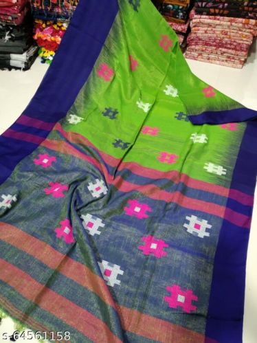 Unstitched Linen Cotton Saree, Occasion : Daily Wear, Party Wear