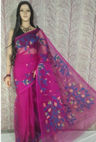 Unstitched Muslin Jamdani Saree, Occasion : Party Wear, Wedding Wear