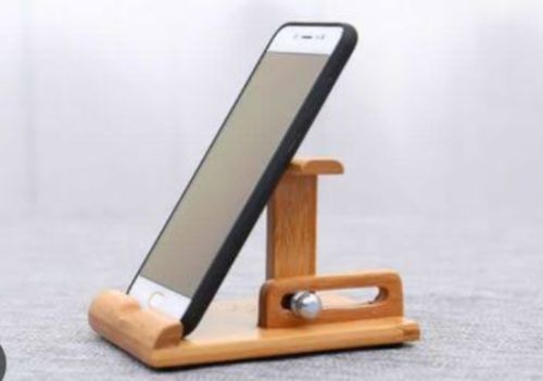 Brown Rectangular Polished Wooden Mobile Stand