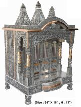 Shiny-silver Oxidized Temple, For Worship Use, Size : 37x25x19 Inch