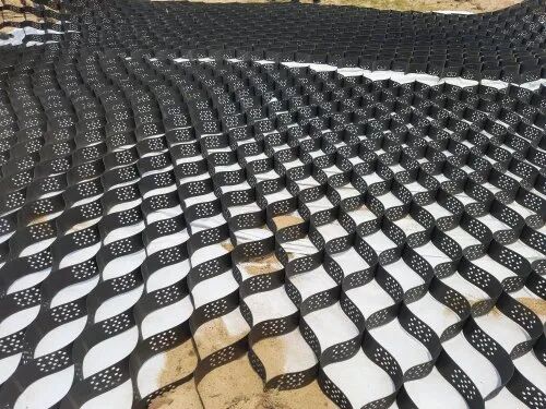 HDPE Geocell, For Soil Erosion Concrete Pavement, Color : Black