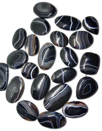 Polished Black Banded Cabochon, For Bracelet, Earring, Necklace, Feature : Healing, Serenity, Peace