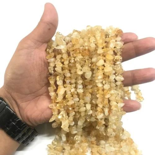 Yellow Citrine Chips Strand, For Bracelet, Earring, Necklace, Packaging Type : Poly Bag