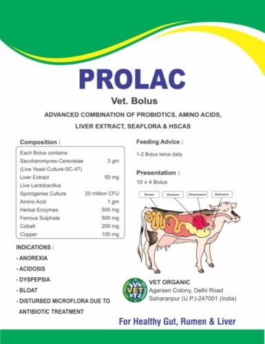 Prolac Vet Bolus, For Animals Use
