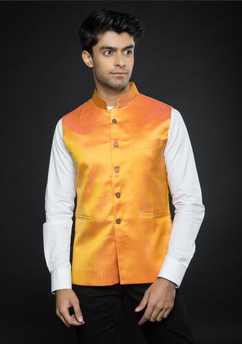 Saffron Silk Jacket, Size : Small