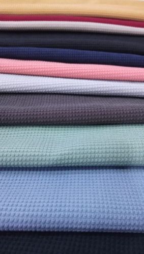 Plain Popcorn Polyester Lycra Fabric, Color : Multicolor