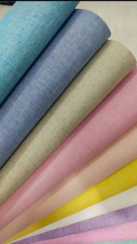 Plain Cotton Linen Fabrics, Length : 44' 56'