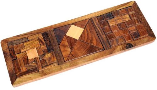 3 In 1 Wooden Puzzle Tray Brain Teaser Games Fun & Learning