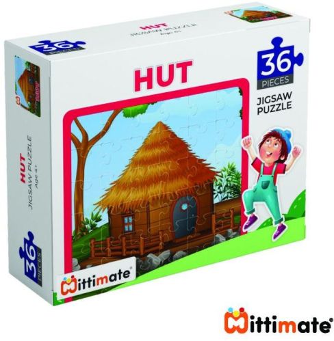 Mittimate Multi Colour Card Board 0.48kg Hut Jigsaw Puzzles, For Kids Education, Size : 24x20x5cm