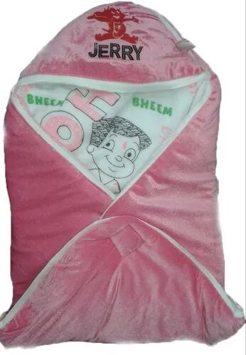 Jerry Printed Cotton Hooded Baby Blanket, Age Group : Newly Born