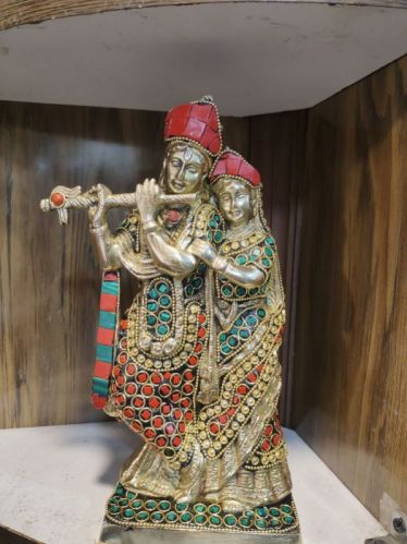 Ajay Brass Polished Lord Radha Krishna Statue, For Shiny, Feature : Best Quality