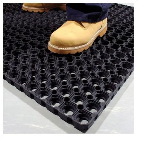 Rectangular Natural Rubber Ring Hollow Mats, Color : Black