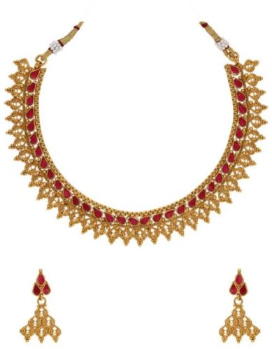 CNB23150 Gold Finish Antique Necklace Set, Occasion : Party