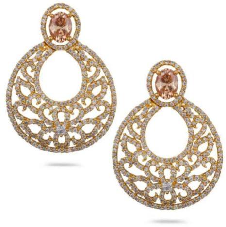 CNB2732 Gold Finish CZ American Diamond Earrings