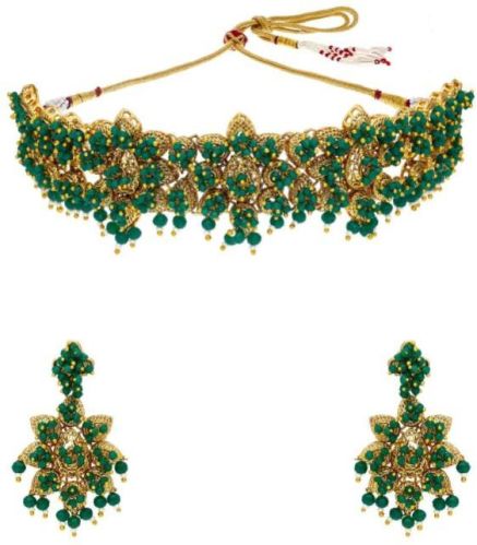 CNB32542 Gold Finish Antique Choker Necklace Set