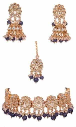 CNB9475 Gold Finish Kundan Choker Necklace Set