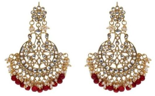 S30182 Gold Finish Kundan Long Earrings, Style : Antique