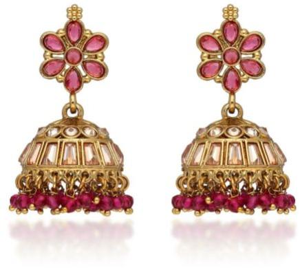 BGW101 Mehendi Finish Reverse AD Jhumka Earrings