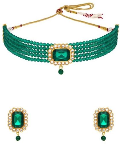 PSR125 Gold Finish Kundan Choker Necklace Set