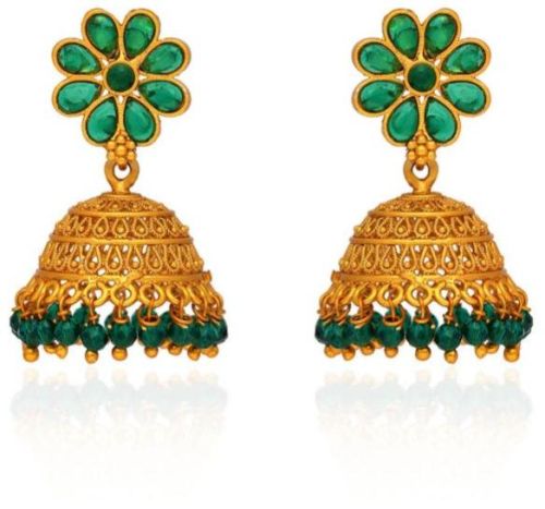 CNB35342 Rajwadi Finish Antique Jhumka Earrings, Occasion : Party Wear