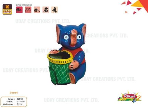 Kilkari Blue Printed FRP Elephant Dustbin, For Store Garbage