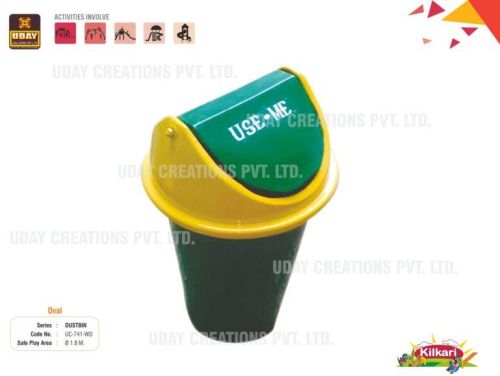 KILKARI Printed FRP Oval Dustbin, Color : Green for Store Garbage