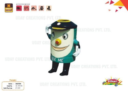 Green Printed FRP Pumpkin Dustbin, For Store Garbage