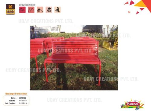 Mild Steel UC-820-GD Rectangle Picnic Bench, For Office, Park Sitting, Railway Station, Sitting, Feature : Less Maintenance