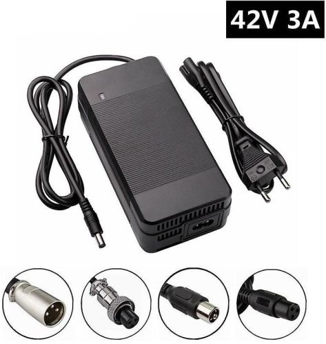 42V 3A E-Cycle Lithium Battery Charger, Color : Black