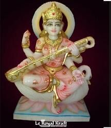 Marble Saraswati Statue, Color : Golden, Brown, Silver, Multicolor