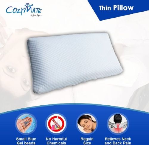 Cozymate Cool Gel Thin Memory Foam Pillow For Cervical, Shoulder, Back & Neck Pain Relief, Auto Adjustable Support For Comfortable Sleeping (with