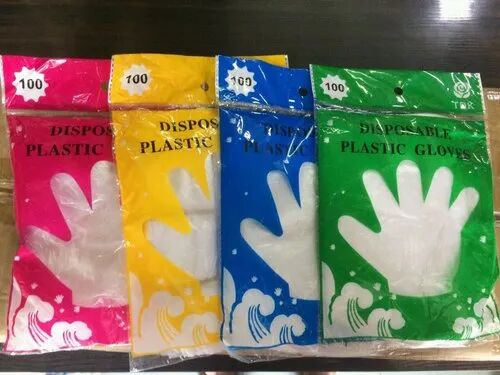 PLASTIC HAND GLOVES, Packaging Type : PACKET