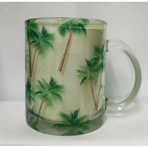 Printed Glass Mugs, For Coffee, Tea, Color : Transparent