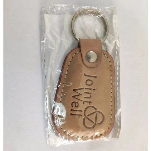 Printed Leather Keychain, Color : Brown Silver