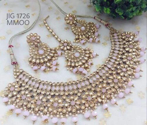 Polki Choker Necklace Set, Occasion : Wedding